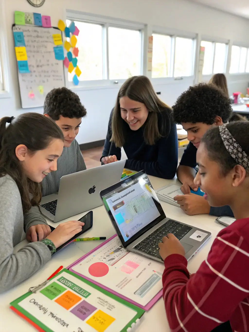 A group of students participating in an educational workshop at LES ARCHIVES MODERNES, learning about archival research and historical documentation.